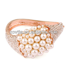 Italina Luxus gefüllt Kristall und Perle Diamant Armband edlen Königin Armreif